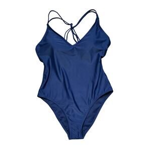 Hurley Women's One Piece Lightly Padded V-Neck Swim Suit Navy Size XL NWOT